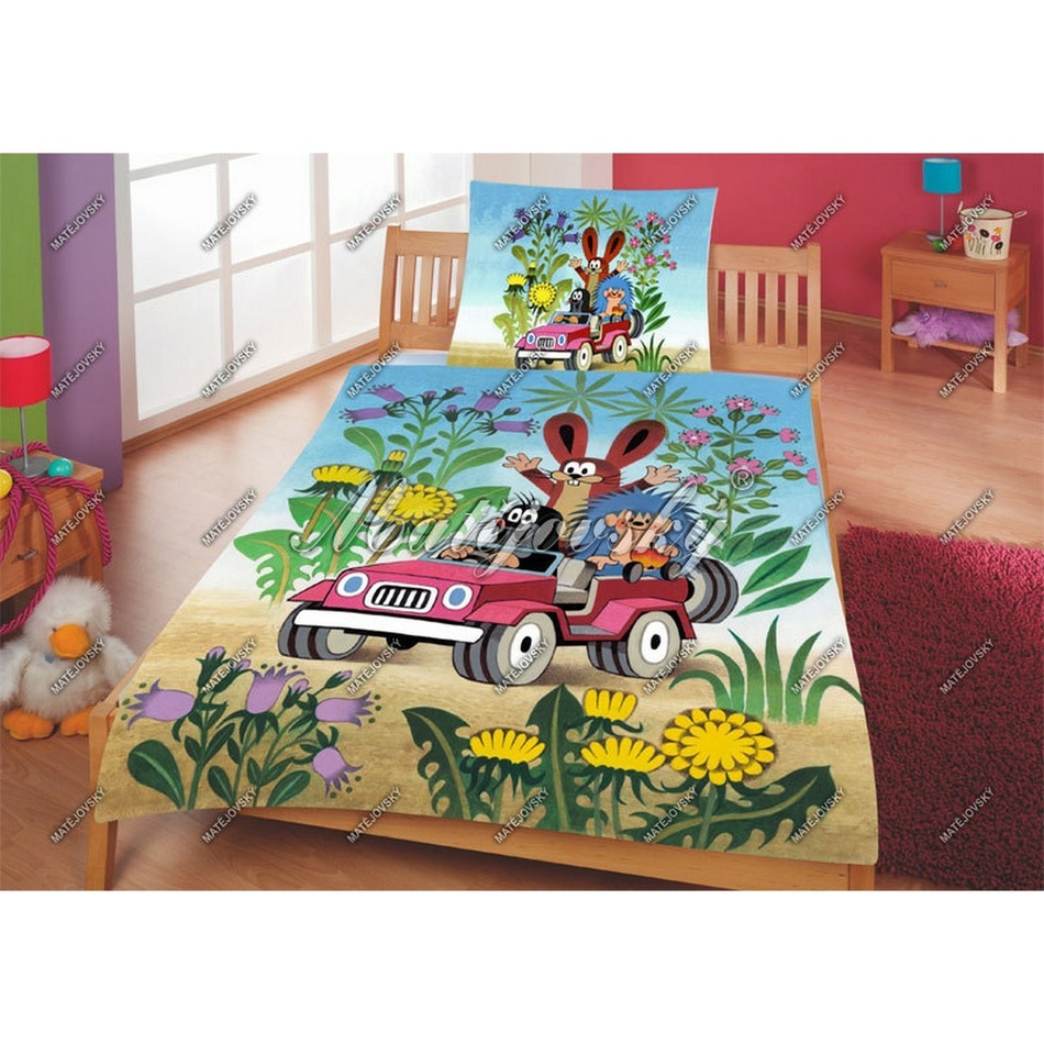 Matějovský povlečení Krtek v autě Bavlna 140x200 70x90 Matějovský