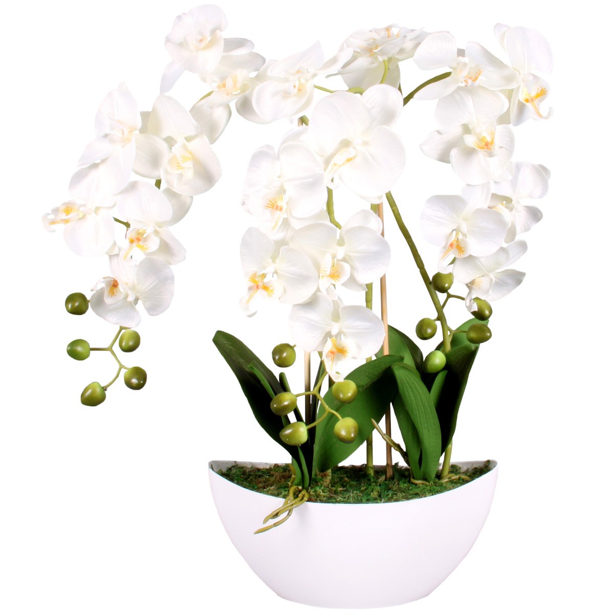 Umělá Orchidej v květináči bílá