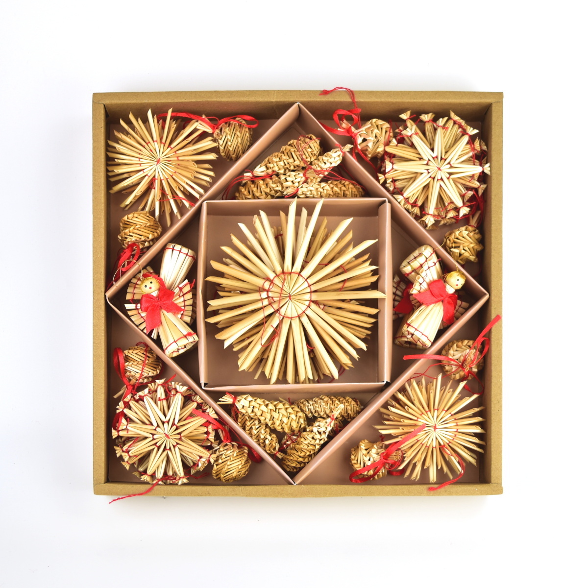 Sada vánočních slaměných ozdob