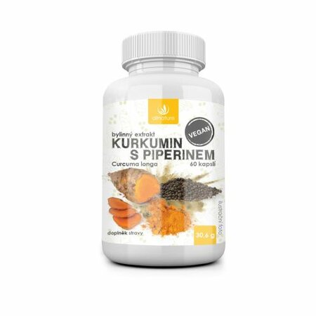 Allnature Kurkumin s piperinem bylinný extrakt 60 cps. Allnature