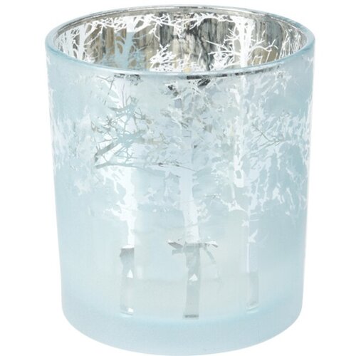 Svícen na čajovou svíčku Zasněžený les modrá