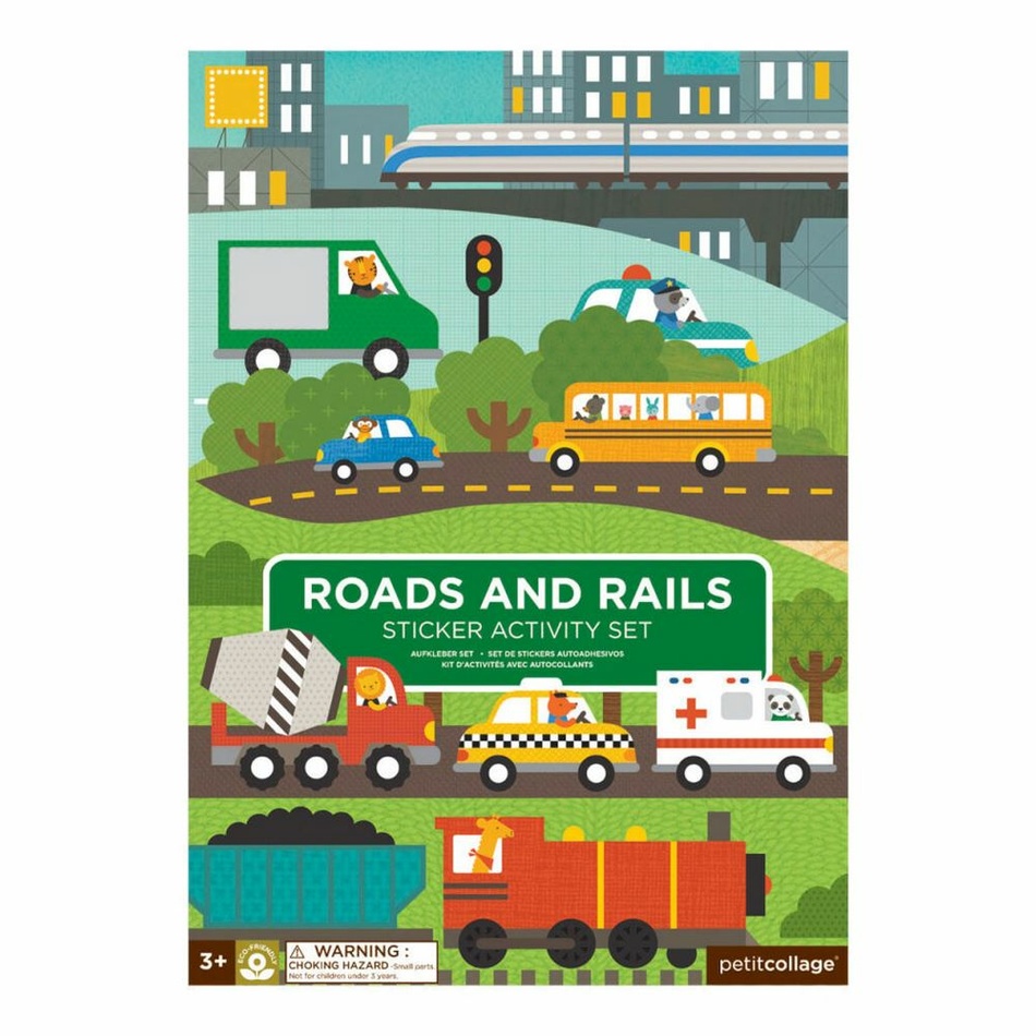 Petit Collage Znovupoužitelné samolepky se scénou Auta a stroje Petit Collage