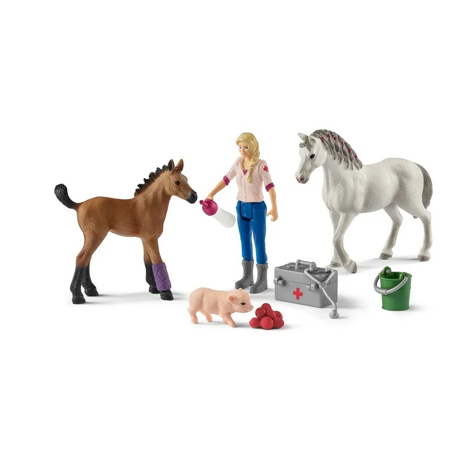 Schleich Návštěva lékaře u klisny a hřéběte Schleich