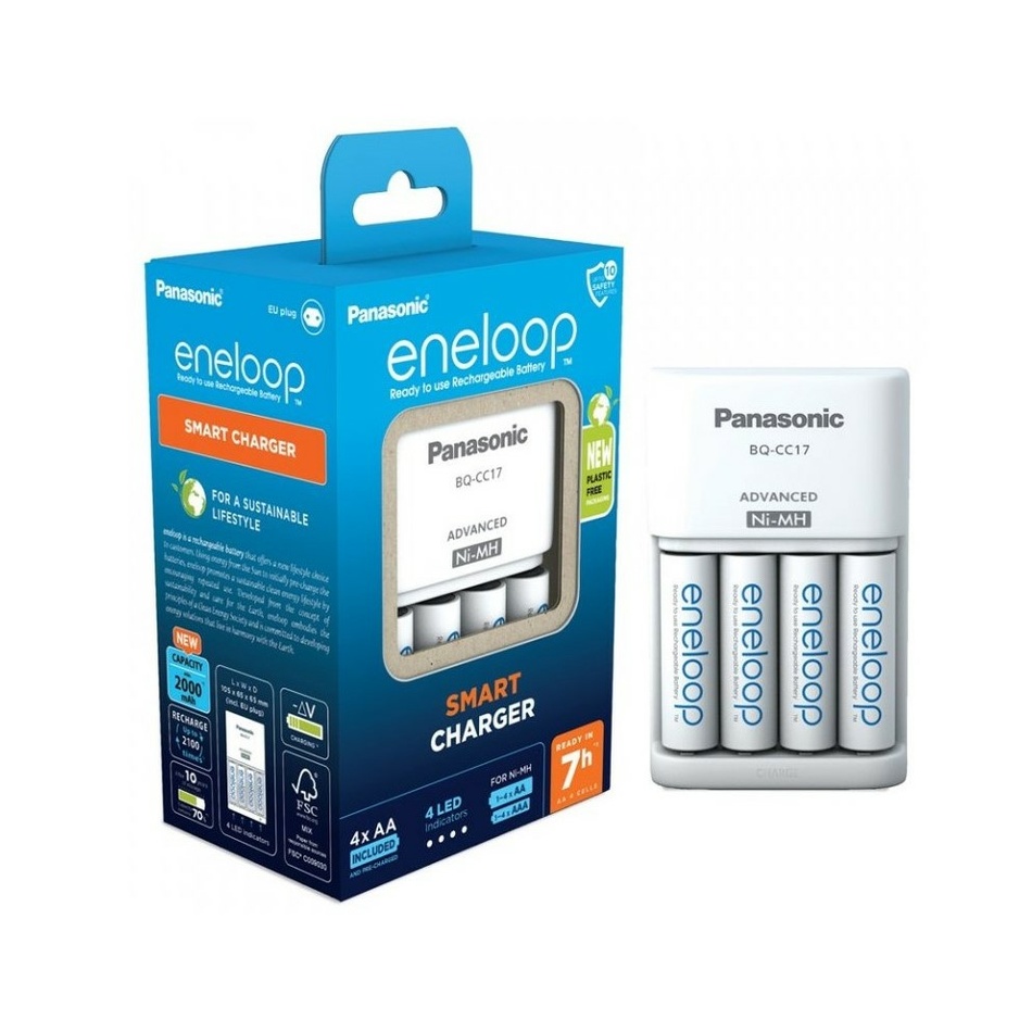 Panasonic K-KJ17MCD40E nabíječka BQ-CC17E + 4xR6 2000mAh Eneloop Panasonic