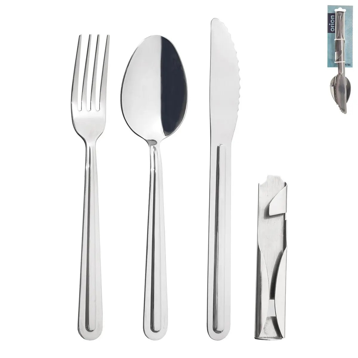 Příbory nerez kemping+otvírák KEMP 4 ks Orion