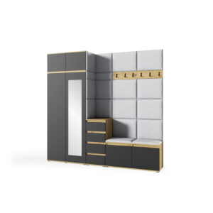 Předs&iacute;ňov&aacute; stěna AMI 33 se zrcadlem Kr&eacute;mov&aacute; I Grafit