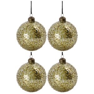 House Doctor Set čtyř zlat&yacute;ch skleněn&yacute;ch v&aacute;nočn&iacute;ch ozdob Chosen 8 cm