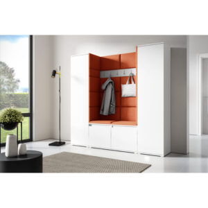 Předs&iacute;ňov&aacute; stěna AMI 31 Bez zrcadla B&iacute;l&aacute; Tmavě oranžov&aacute;