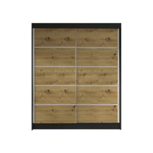Šatní skříň LINO IV šířka 120 cm - černá/dub artisan