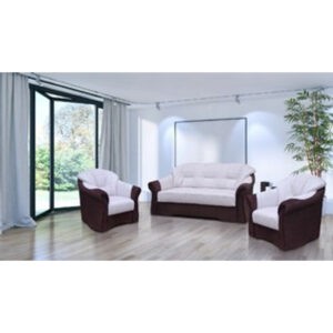 Set pohovka + 2 křesla ALICJA B&iacute;l&aacute;/hněd&aacute;