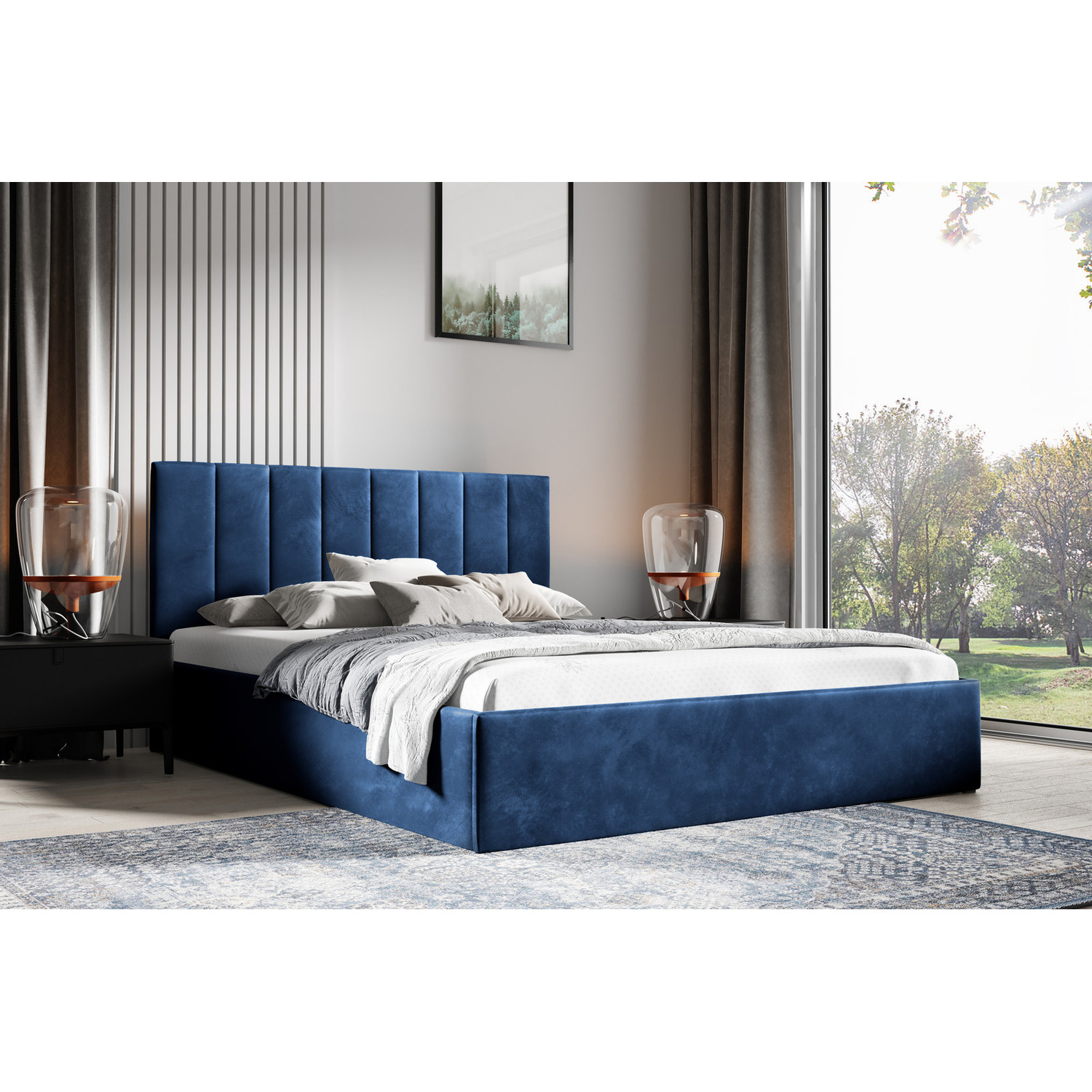 Postel LUCY 2 140x200 cm Tmavě modrá