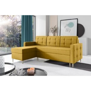 Rozkl&aacute;dac&iacute; rohov&aacute; sedac&iacute; souprava 127 DANIEL Lev&aacute; Světle žlut&aacute;