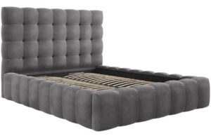 &Scaron;ed&aacute; sametov&aacute; dvoulůžkov&aacute; postel MICADONI Mamaia 140 x 200 cm s &uacute;ložn&yacute;m prostorem