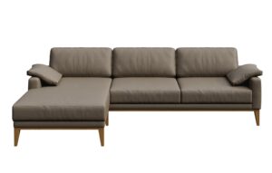 Světle hněd&aacute; kožen&aacute; rohov&aacute; pohovka MESONICA Musso