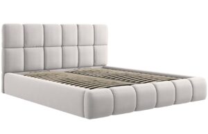 Světle &scaron;ed&aacute; sametov&aacute; dvoulůžkov&aacute; postel MICADONI Bellis 180 x 200 cm