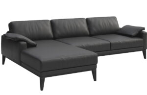 Tmavě &scaron;ed&aacute; kožen&aacute; rohov&aacute; pohovka MESONICA Musso