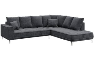 Tmavě &scaron;ed&aacute; l&aacute;tkov&aacute; rohov&aacute; pohovka DEVICHY Chloe 288 cm