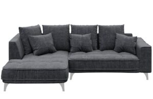 Tmavě &scaron;ed&aacute; l&aacute;tkov&aacute; rohov&aacute; tř&iacute;m&iacute;stn&aacute; pohovka DEVICHY Chloe