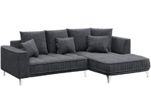 Tmavě &scaron;ed&aacute; l&aacute;tkov&aacute; rohov&aacute; tř&iacute;m&iacute;stn&aacute; pohovka DEVICHY Chloe