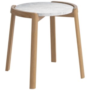 Bolia &Scaron;edob&iacute;l&yacute; mramorov&yacute; odkl&aacute;dac&iacute; stolek Mix 46 cm s dubovou podnož&iacute;