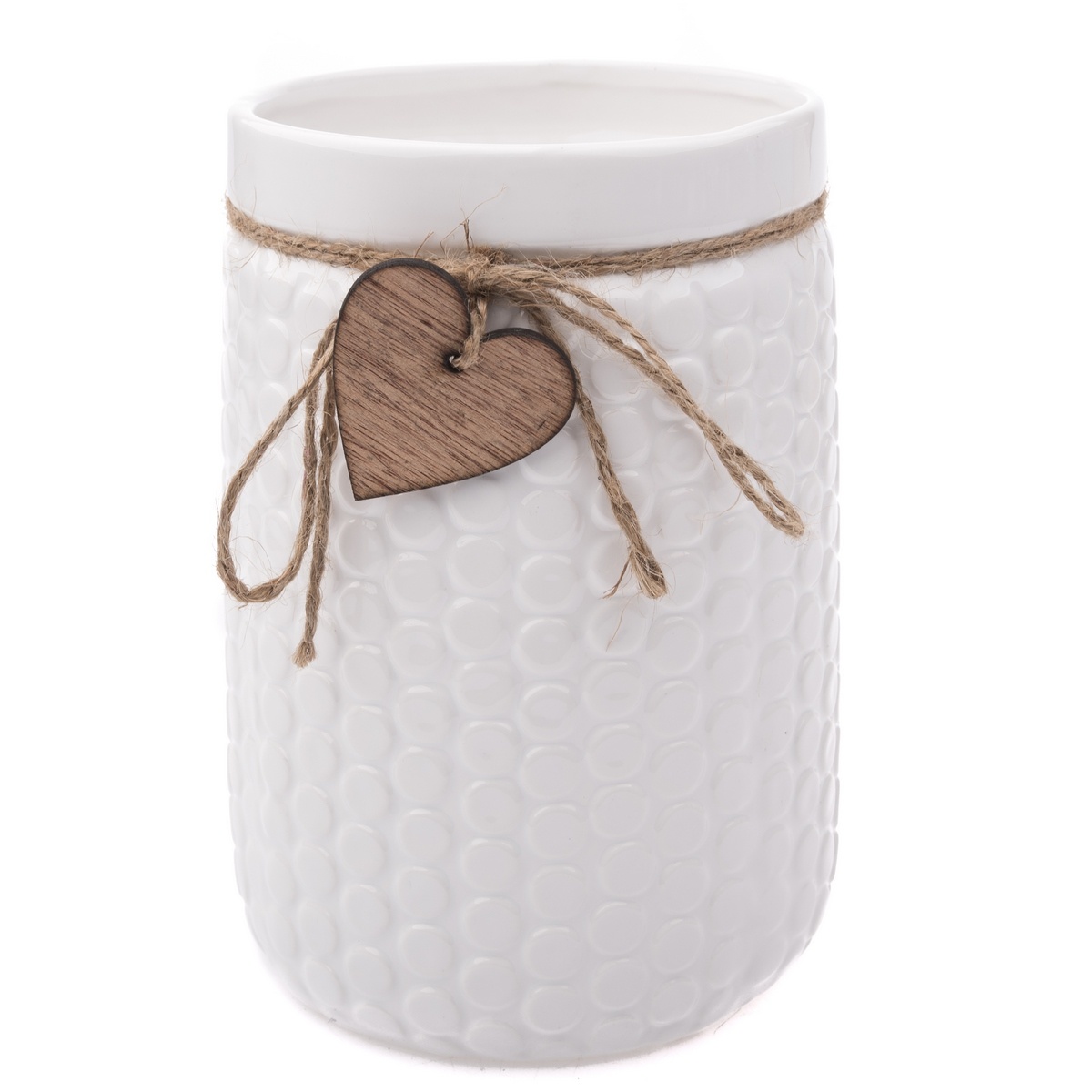 Keramická váza Wood heart bílá