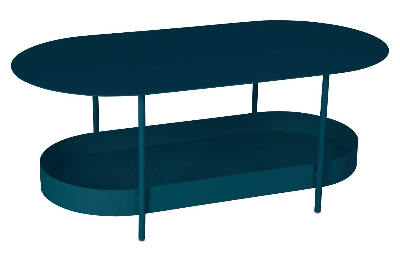 Modrý kovový zahradní konferenční stolek Fermob Salsa 113 x 58 cm