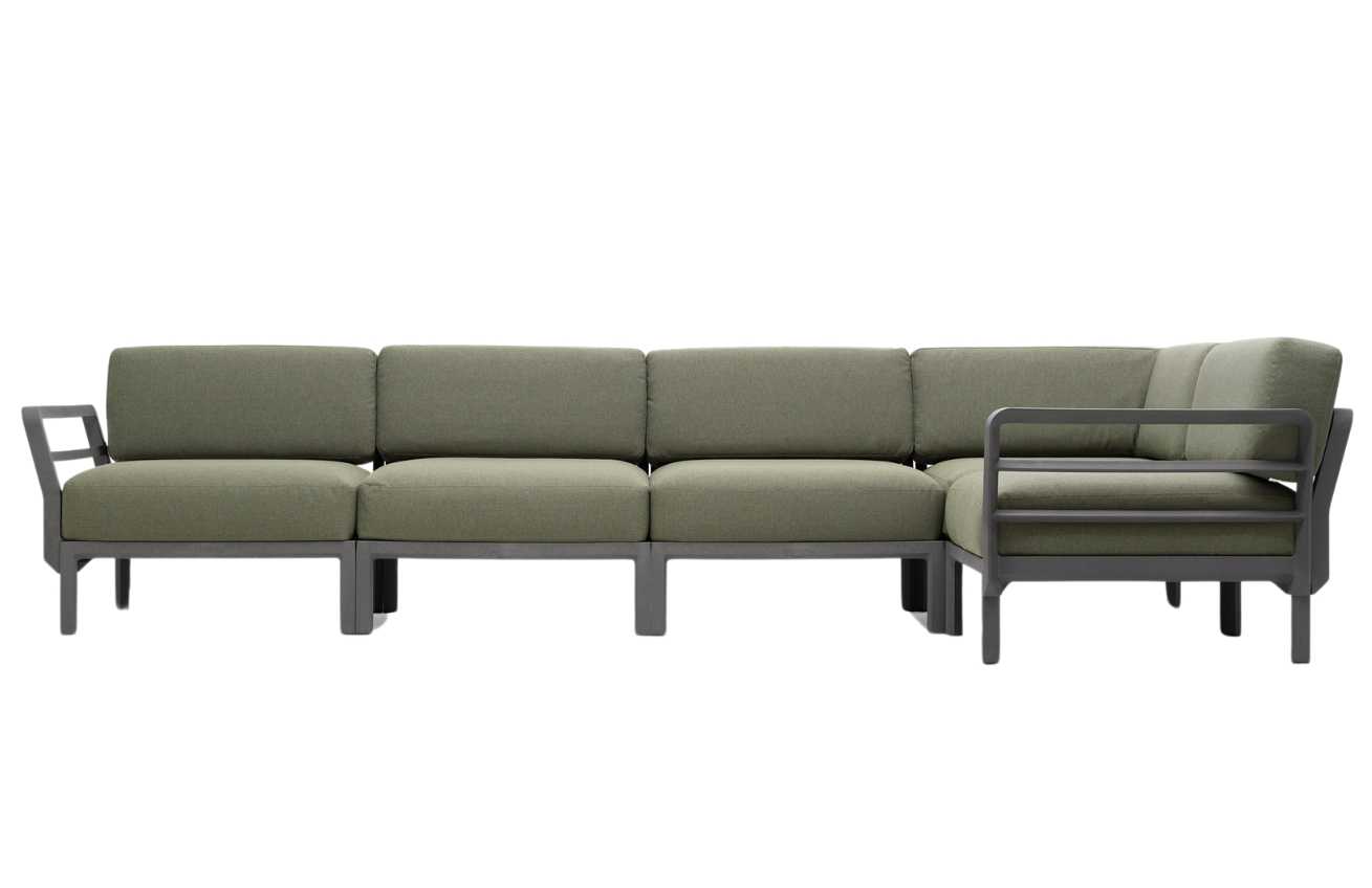 Nardi Zelená zahradní rohová pohovka Maximo se šedou podnoží 345 cm