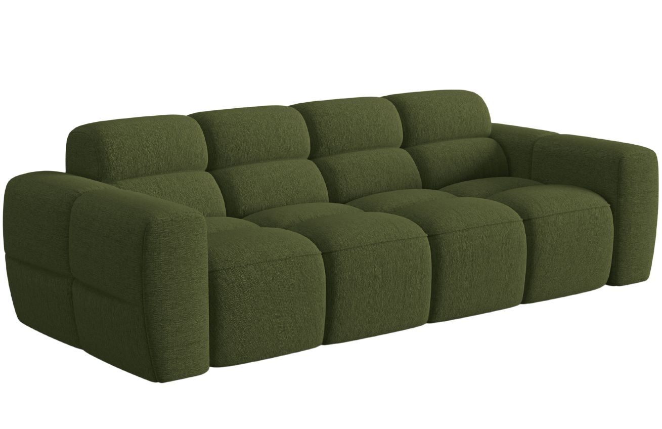 Zelená čalouněná čtyřmístná pohovka MICADONI Lisa 256 cm