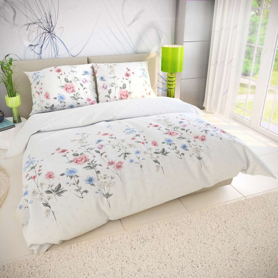 Kvalitex Bavlněné povlečení Delux Louka růžová Kvalitex