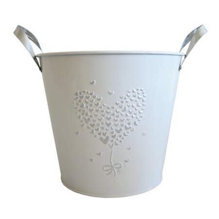 Květináč Stardeco plechový bílý velký 18x22