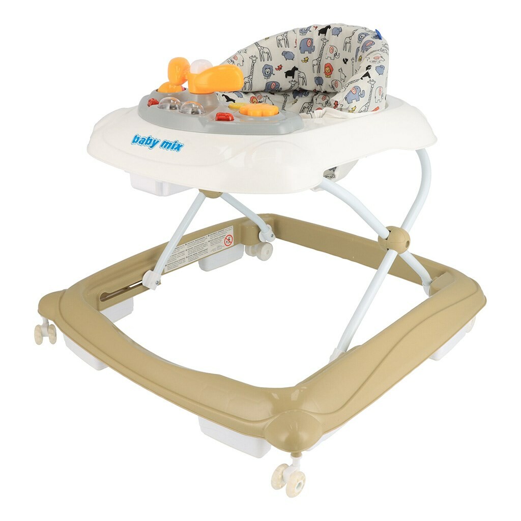 Dětské chodítko Baby Mix s volantem a silikonovými kolečky cappucino Baby Mix