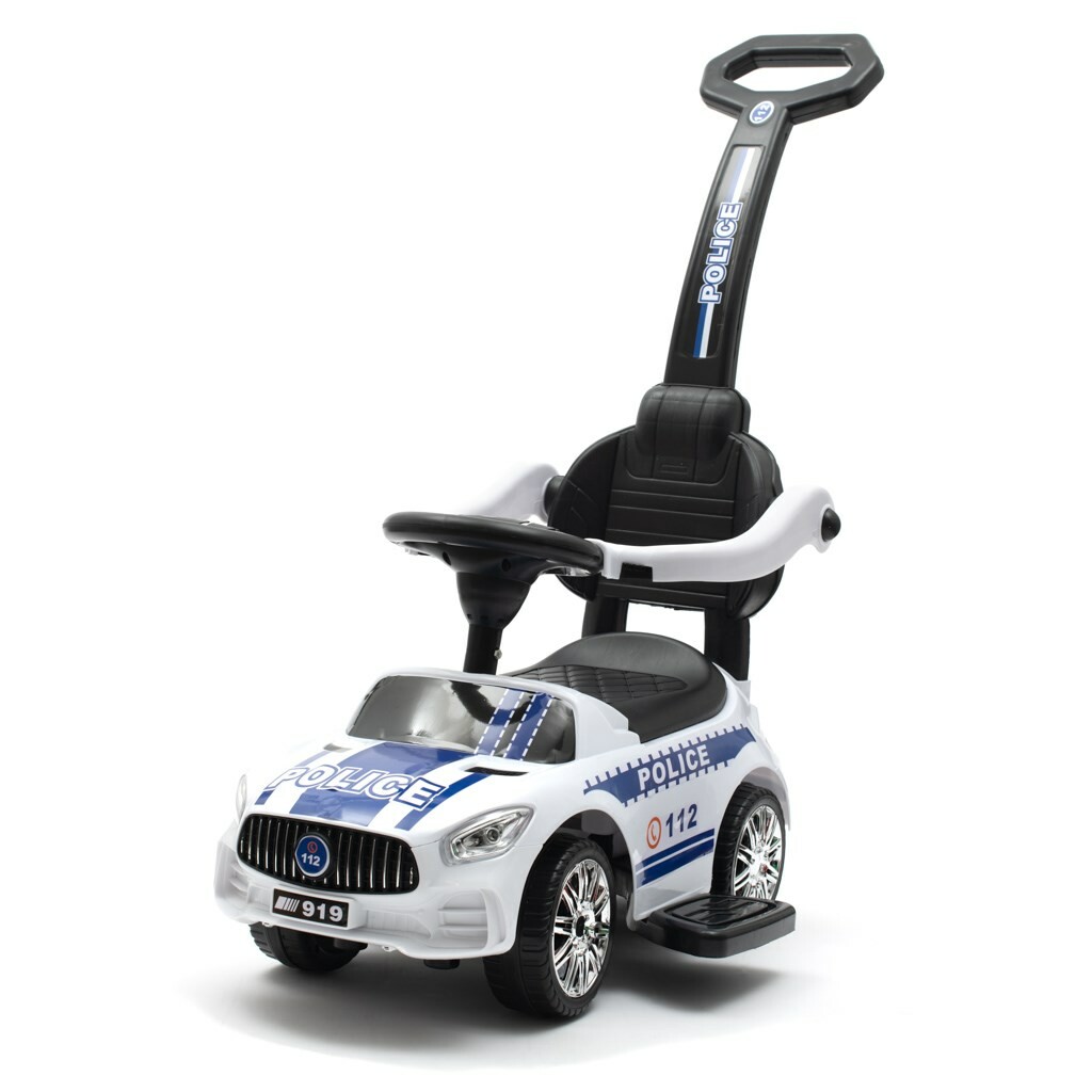 Dětské odrážedlo se zvukem a vodící tyčí Baby Mix POLICE bílé Baby Mix