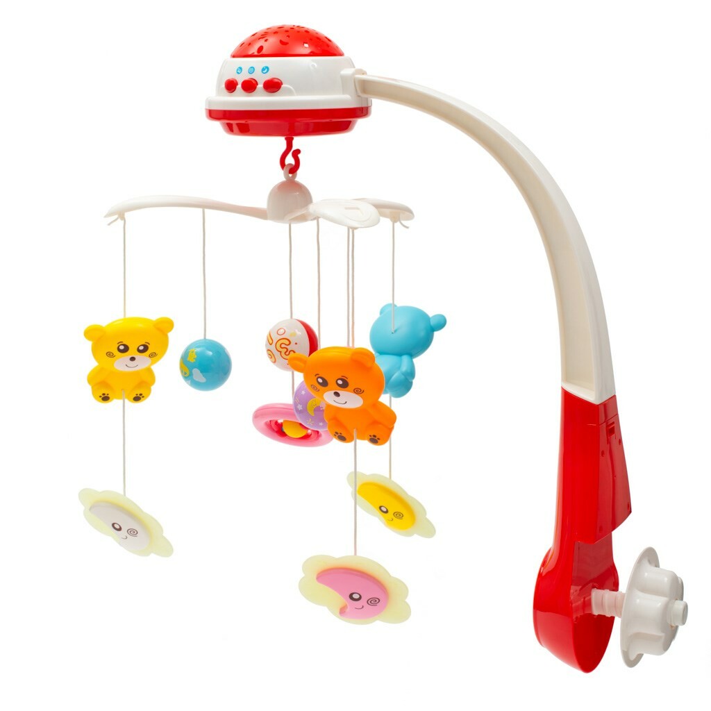 Kolotoč nad postýlku se světelným projektorem Baby Mix červený Baby Mix