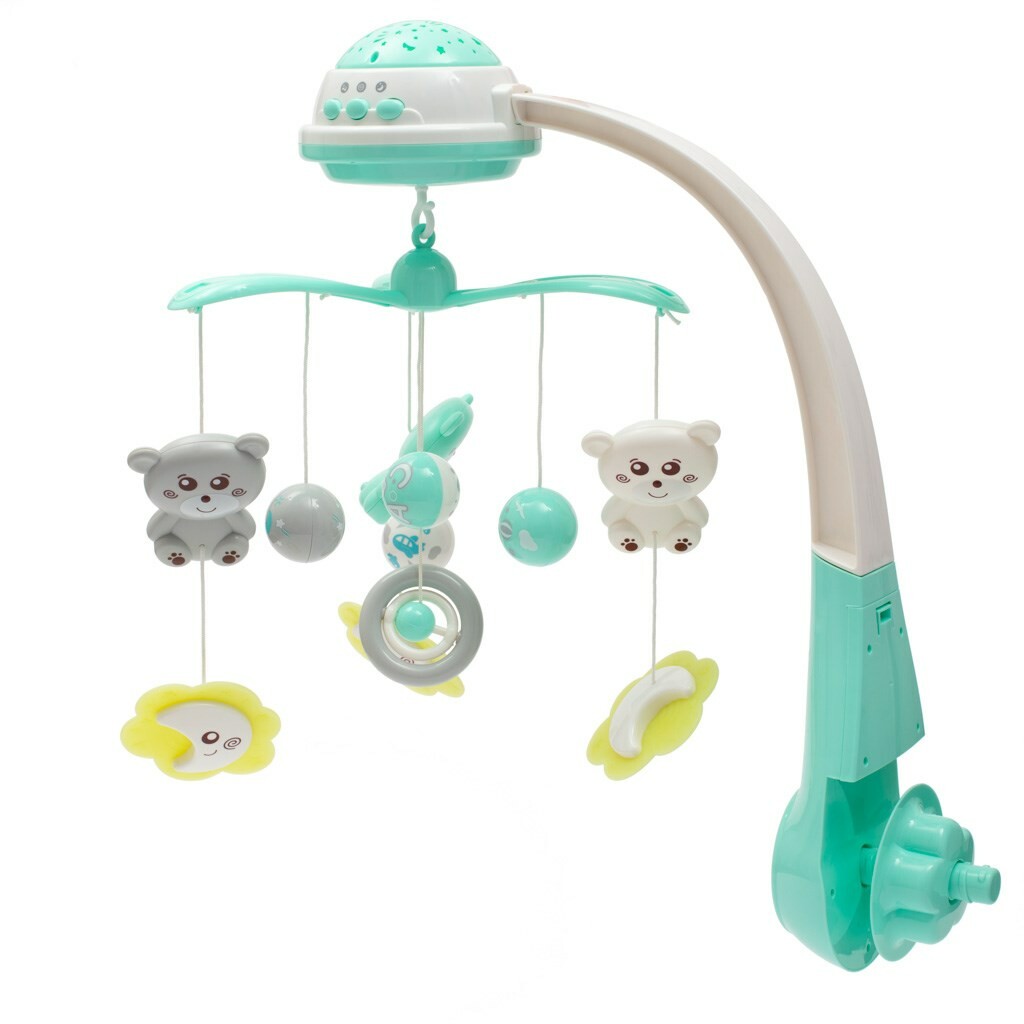 Kolotoč nad postýlku se světelným projektorem Baby Mix mátový Baby Mix