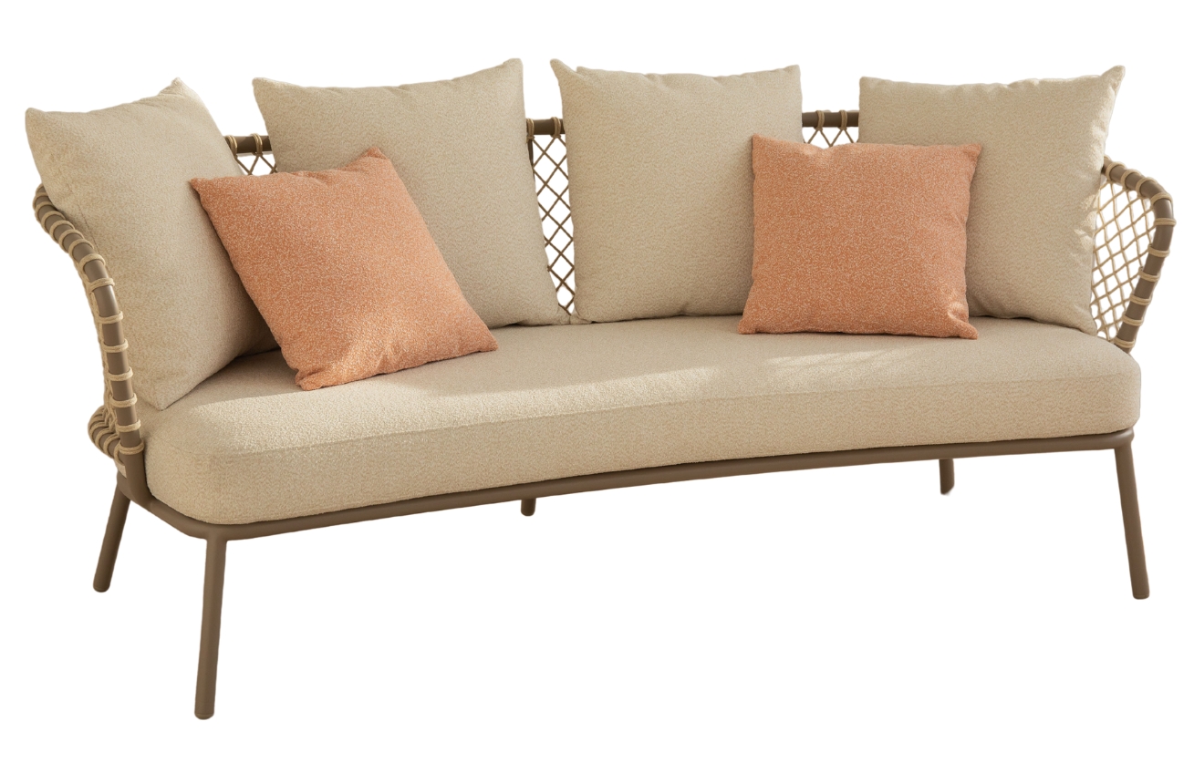 Béžová kovová zahradní dvoumístná pohovka MICADONI Canar 201 cm