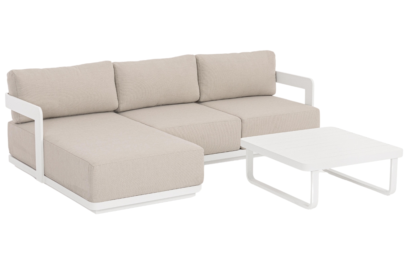 Béžový zahradní set modulární rohové pohovky a stolku Bizzotto Mariel