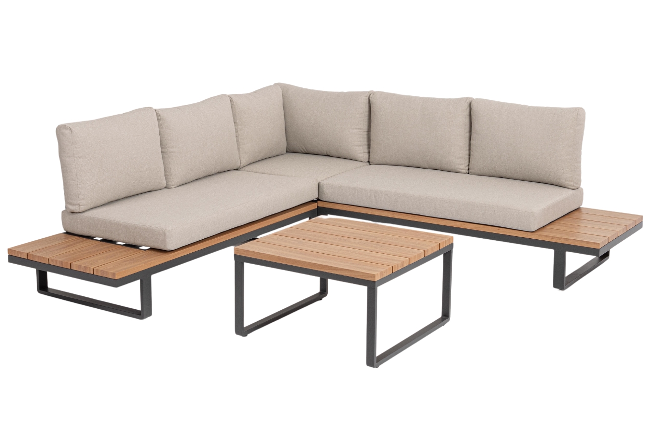 Béžový zahradní set modulární rohové pohovky a stolku Bizzotto Zelmar