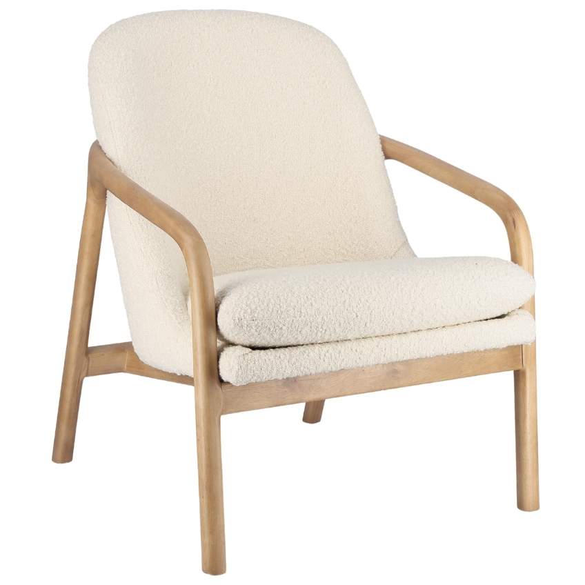 Bílé bouclé křeslo Bizzotto Elaide