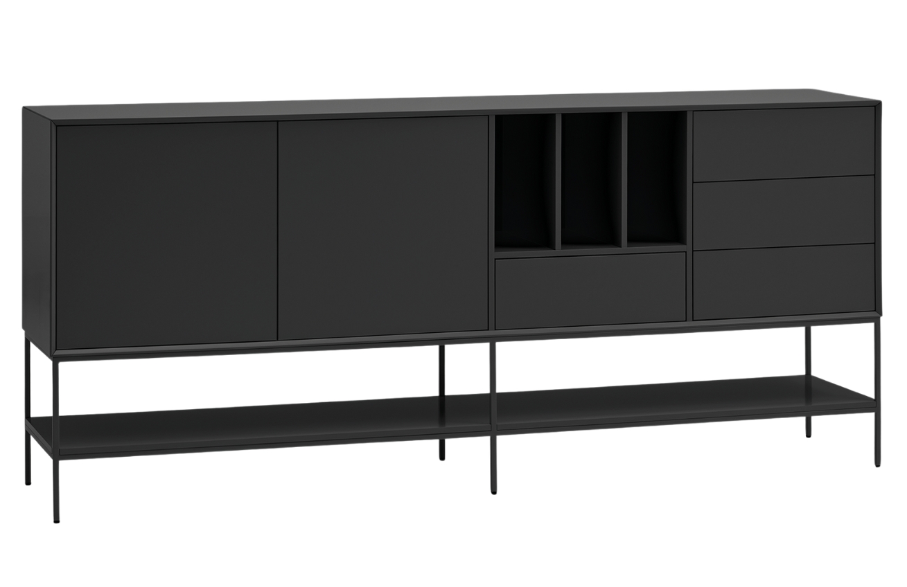 Černá komoda Teulat Platt 220 x 45 cm