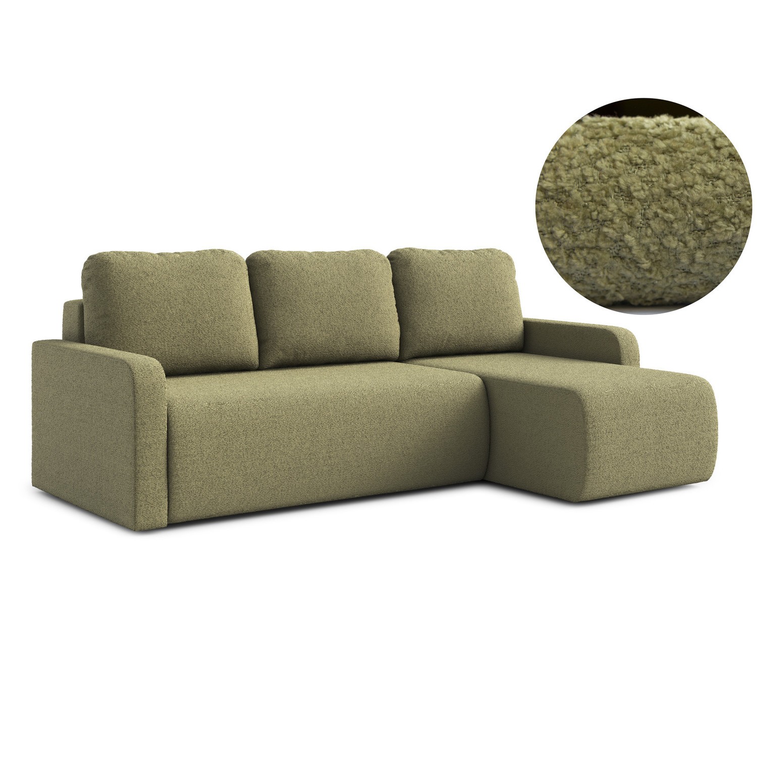 Rozkládací rohová sedací souprava ELES Pravá Zelená