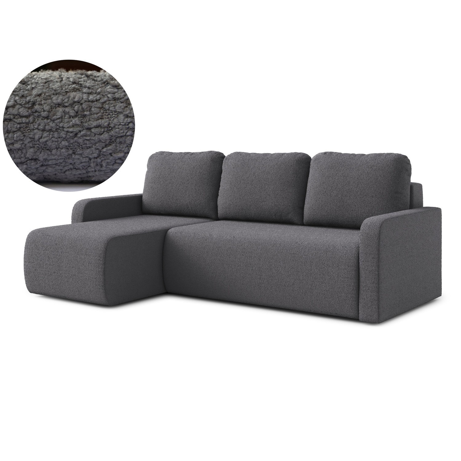 Rozkládací rohová sedací souprava ELES Levá Šedá