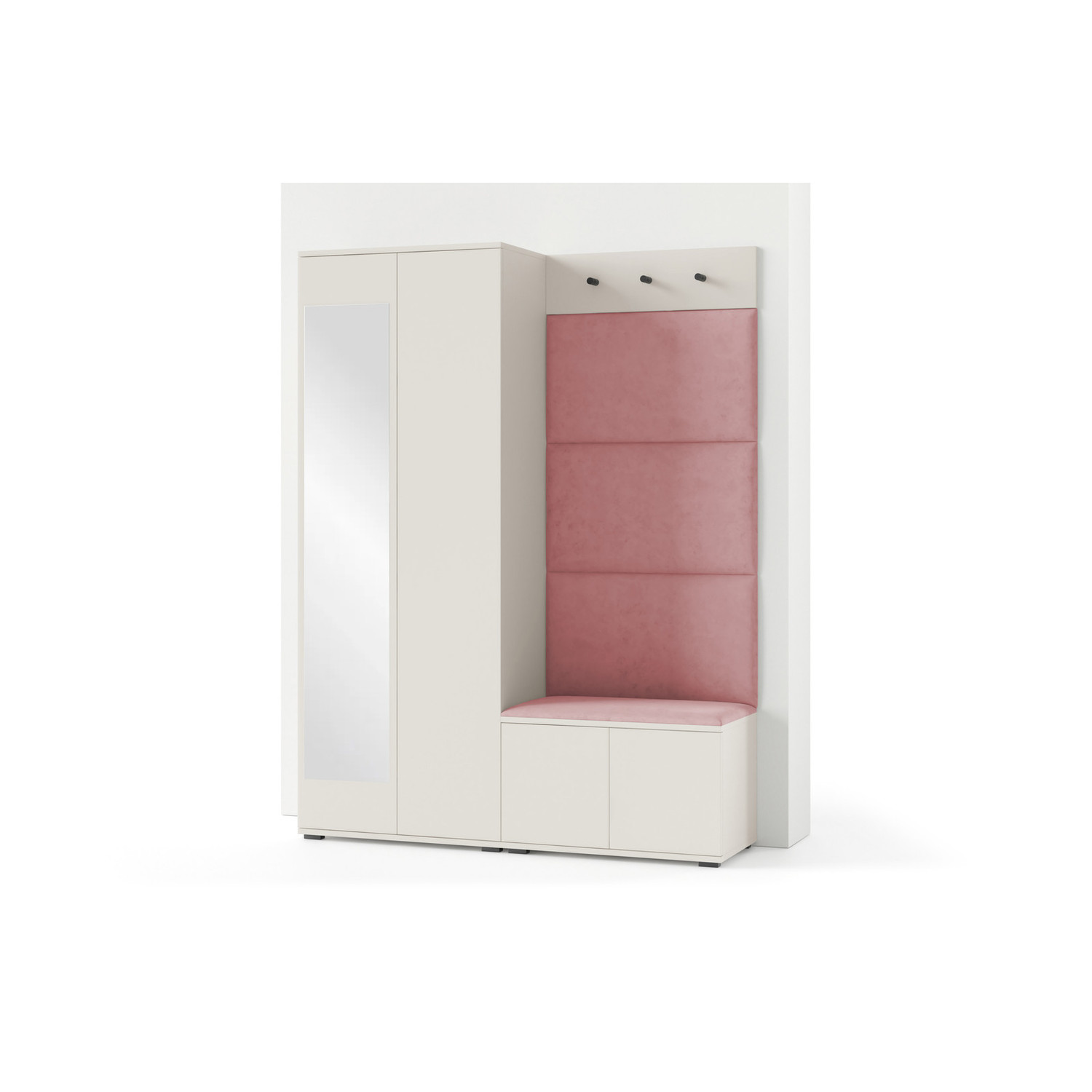 Předsíňová stěna BIANCO III Bez zrcadla Růžová