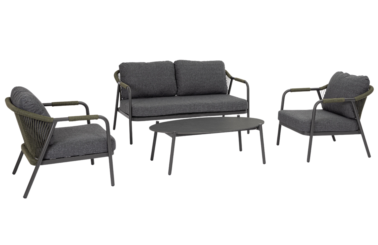 Šedo-zelený zahradní set pohovky