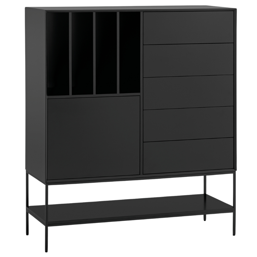Vysoká černá komoda Teulat Platt 120 x 45 cm