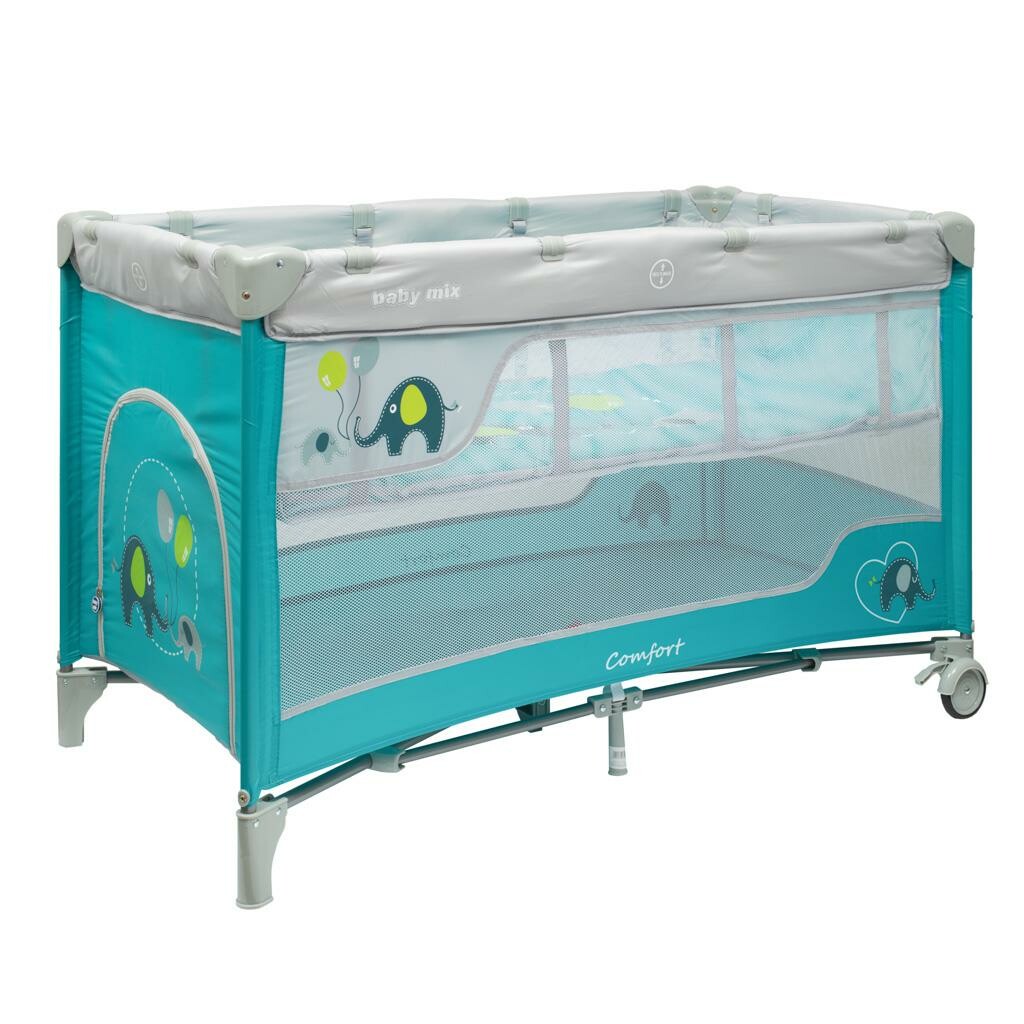 Dětská cestovní postýlka se závěsným lůžkem Baby Mix Sloni modrá Baby Mix