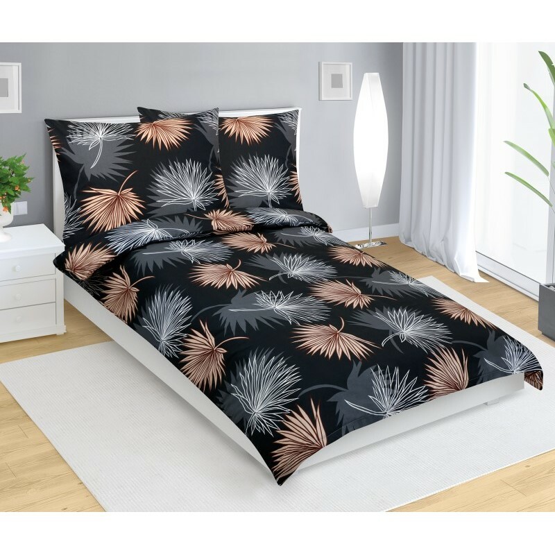 Bellatex Bavlněné povlečení Palmový list černá