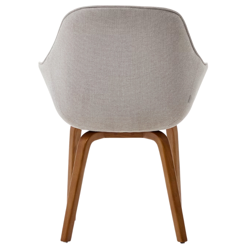 Béžová čalouněná jídelní židle Kave Home Aleli s ořechovou podnoží