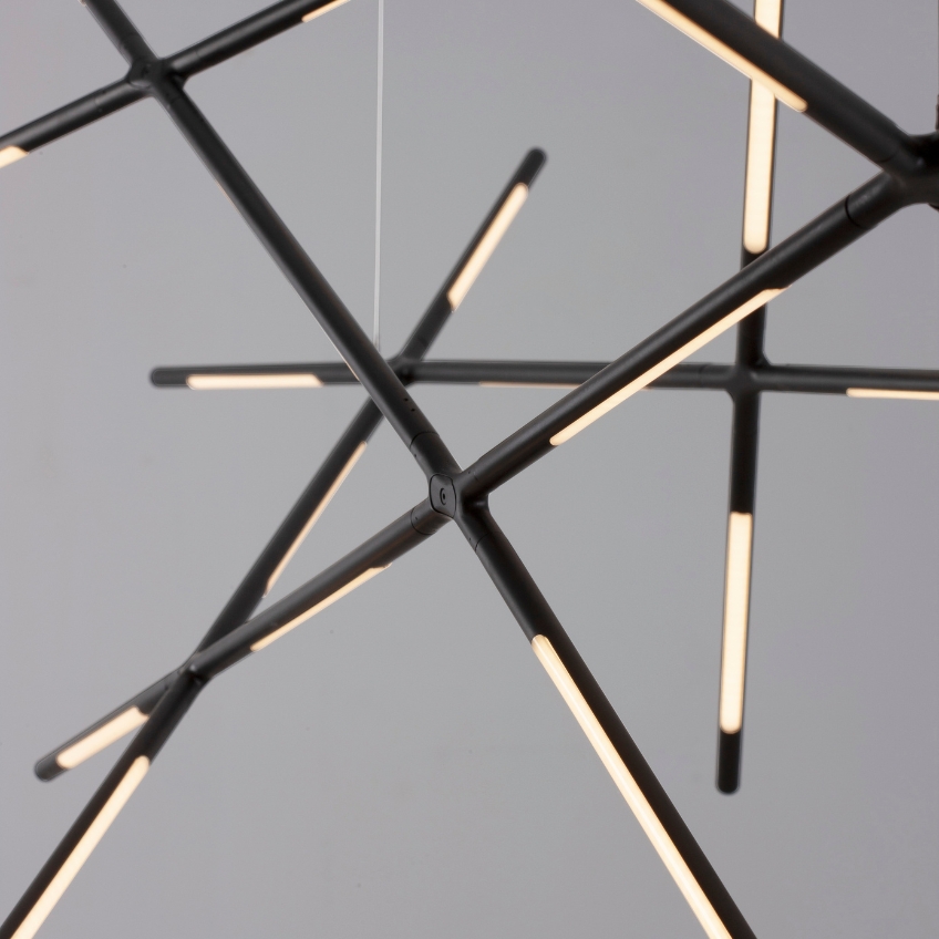 Černé kovové závěsné LED světlo Nova Luce Raccio 180