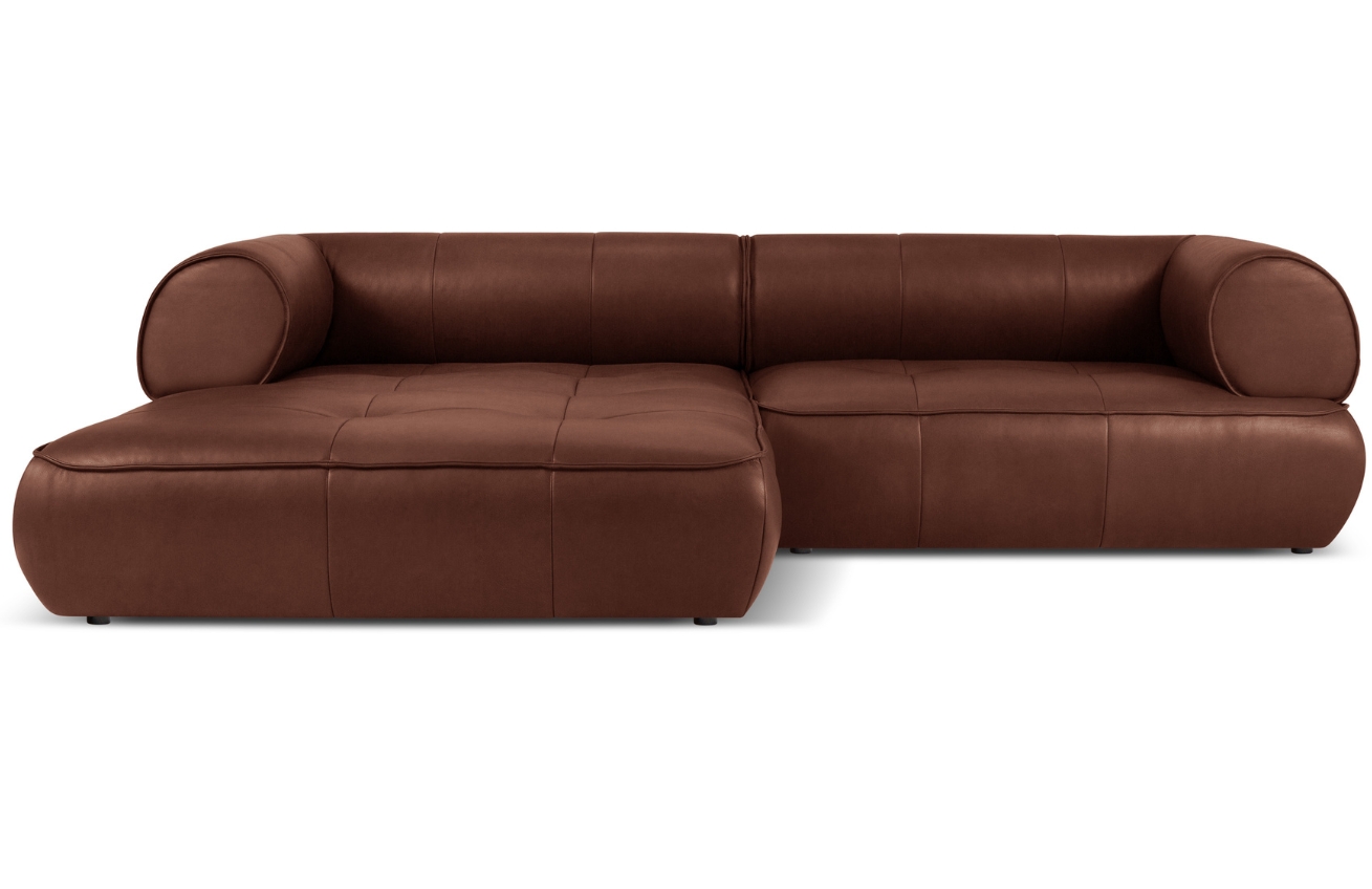 Maison Heritage Koňakově hnědá kožená rohová pohovka Lily 261 cm