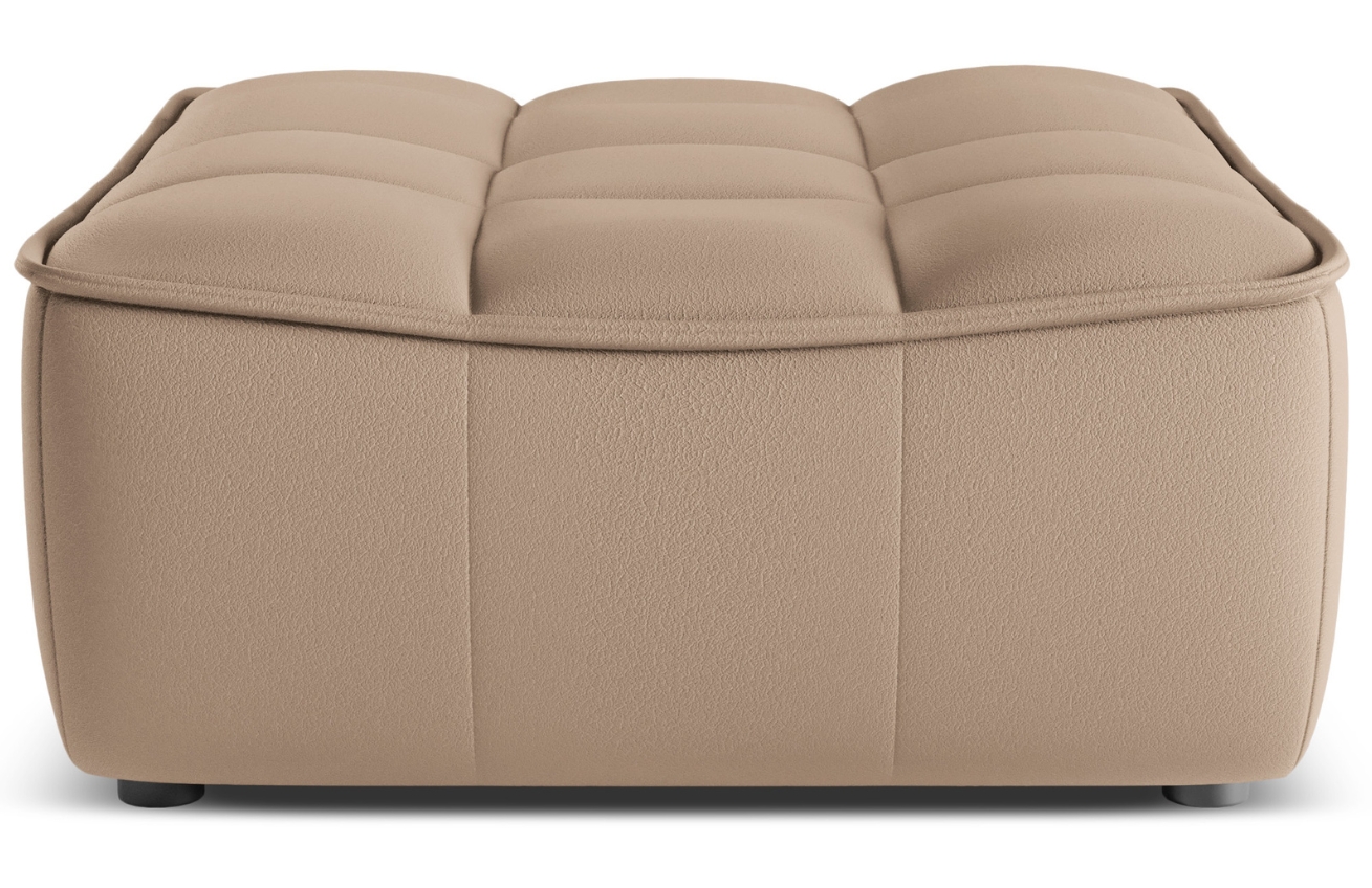 Maison Heritage Tmavě béžová kožená podnožka Moni 90 x 83 cm